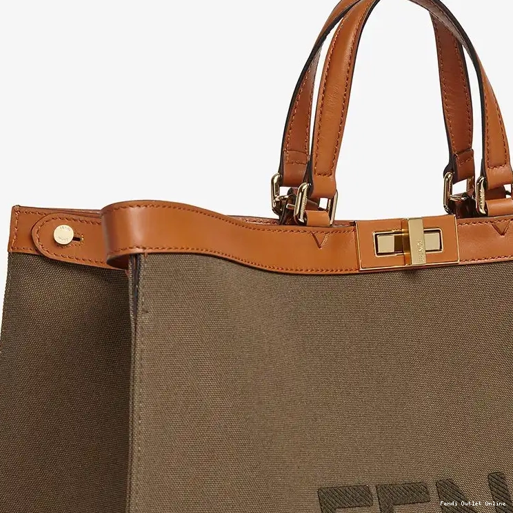 Cheap Fendi ROMA X-Tote In Brown Canvas Medium Peekaboo Logo 0427